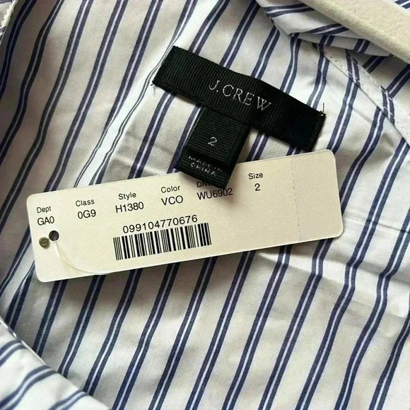 J Crew Striped Blue and White One Sleeve Top Size 2 NWT - Picture 3 of 3